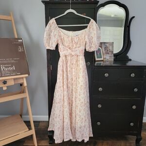 Women's Floral Linen Dress Pride & Prejudice Dress Cottagecore Dress
